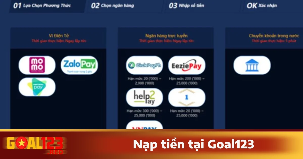 Trang chủ 29 Hướng dẫn nạp tiền chi tiết tại goal123